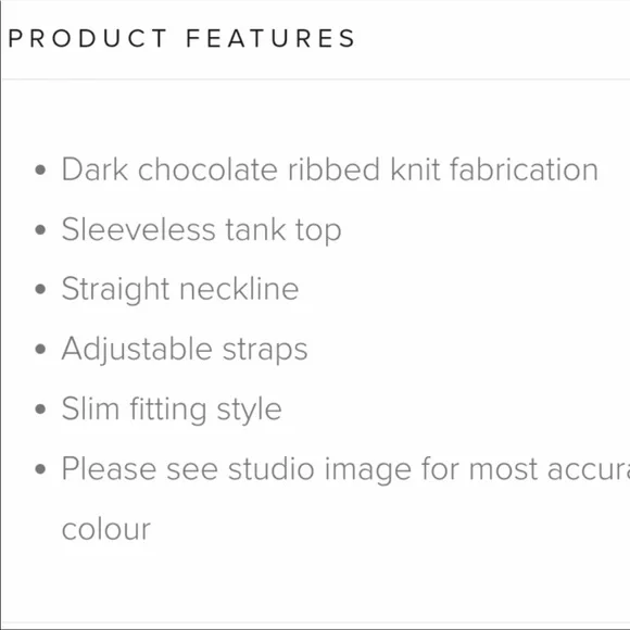 NWT DISSH Dunn Dark Chocolate Rib Knit Camisole Tank Top - Size Medium - Picture 10 of 10